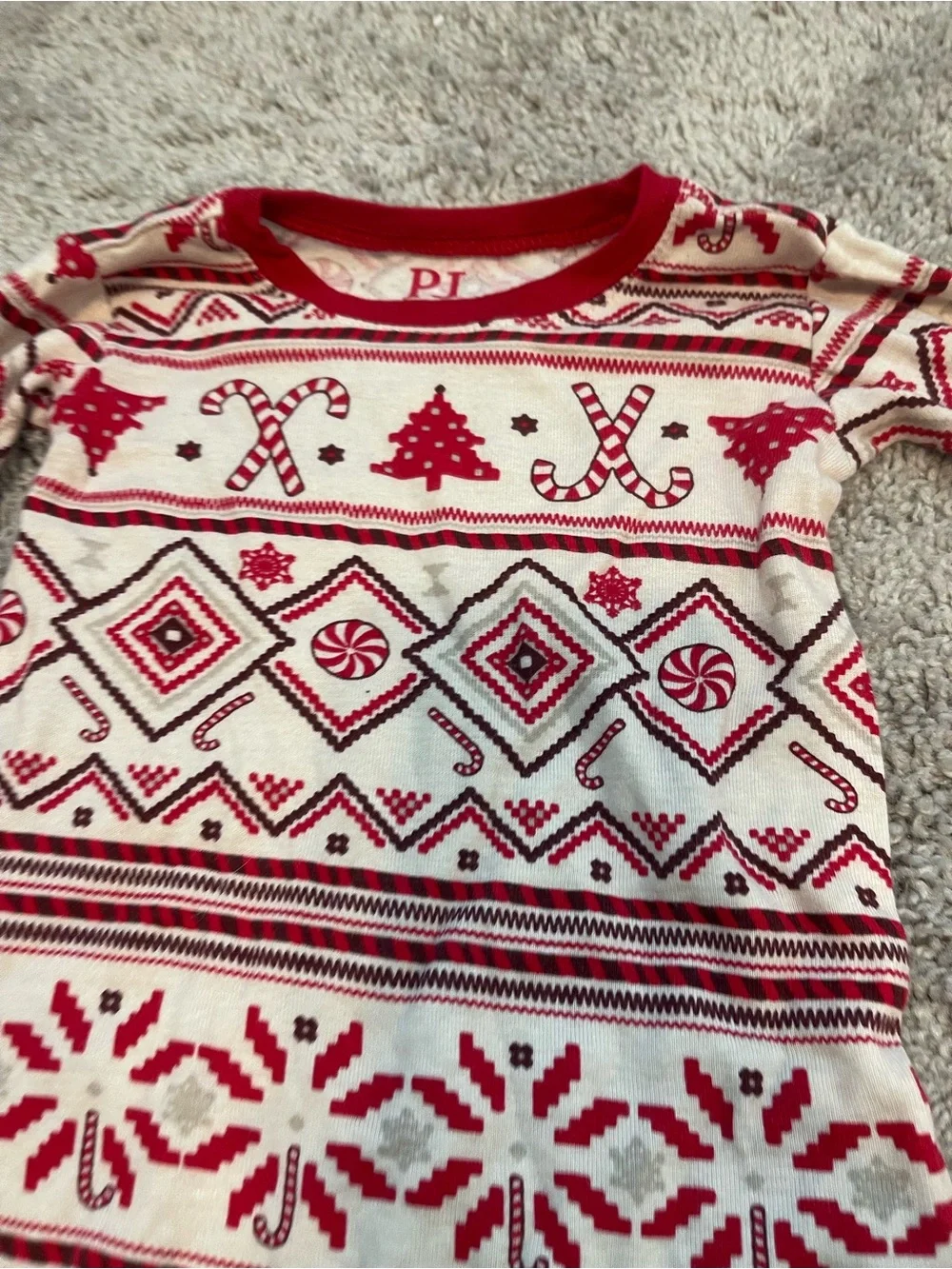 Place Red & Cream Fair Isle Kids Pajama Leggings